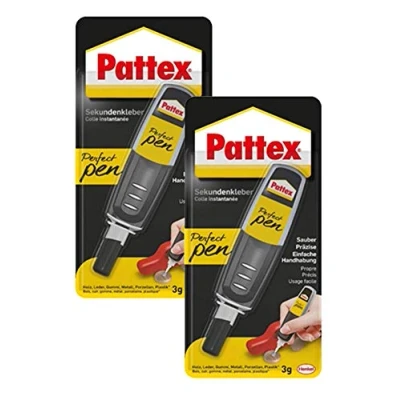 Imagen de Pattex Perfect Pen Pegamento instantáneo extra fuerte y preciso para una dosificación precisa, lápiz superadhesivo materiales como madera, goma porcelana (2 x 3 g)