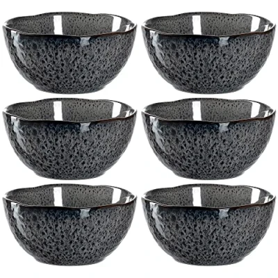Imagen de Leonardo Matera 018579 Juego de 6 cuencos postre aptos para lavavajillas, cereales, aperitivos, color gris, diámetro 12 cm, 380 ml