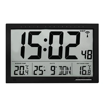 Imagen de TFA Reloj Digital de Pared Negro con termómetro y Sensor Remoto tamaño XXL