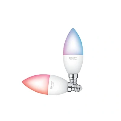 Imagen de Trust WiFi E14 Bombilla LED, Compatible con Alexa y Google Home, Luz LED Regulable, No Hub, 2.4GHz Lámpara Inteligente, Blanca de Cálida a Fría Pack 2