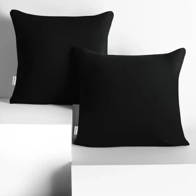 Imagen de DecoKing 2 Fundas de Almohada 50 x cm, algodón, con Cremallera, Color Negro y ámbar