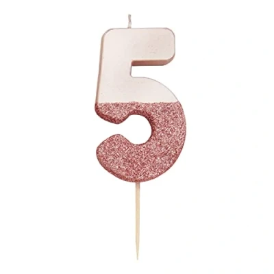 Imagen de Talking Tables Vela Número 5 Con Brillo De Oro Rosa Para niños, adultos, 50 cumpleaños, aniversario, hito, Color (BDAY CANDLE RG 5)
