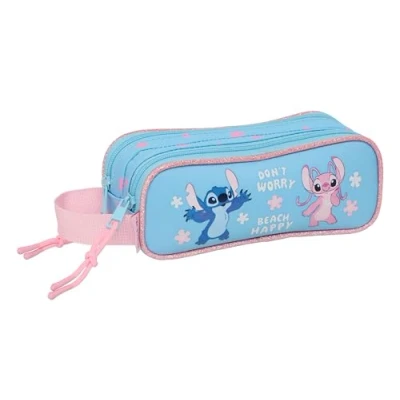 Imagen de Stitch Happy Portatodo Doble Niño, Estuche Infantil, Ideal para Niños en Edad Escolar, Cómodo y Versátil, Calidad Resistencia, 21x6x8 cm