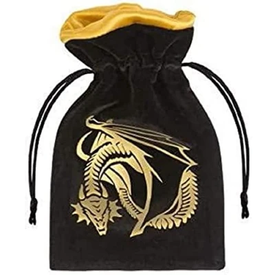 Imagen de Q WORKSHOP Qworkshop Dragon Bolsa para Dados de Terciopelo, Color Negro y Dorado, sólido, QWODRA12