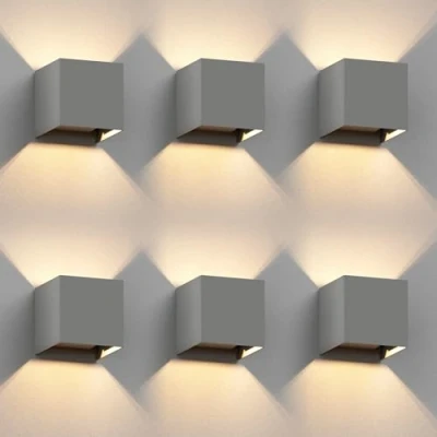 Imagen de ledscom.de 6 pzas. aplique CUBEL para exterior, IP65, up/downlight, gris mate, cuadrado, 1x G9 max. 10W