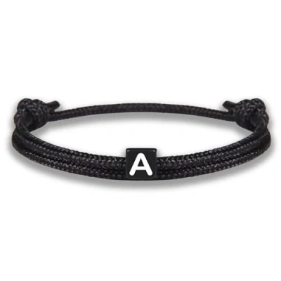 Imagen de GD GOOD.designs Pulsera de cuerda con letras la amistad negra ajustable tamaño 14cm 24cm Inicial A