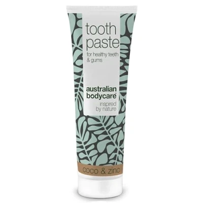 Imagen de Pasta de dientes con aceite árbol té, coco y zinc 75ml Contrarresta las bacterias Contra la placa dental Cuidado diario encías El da un efecto blanqueador natural