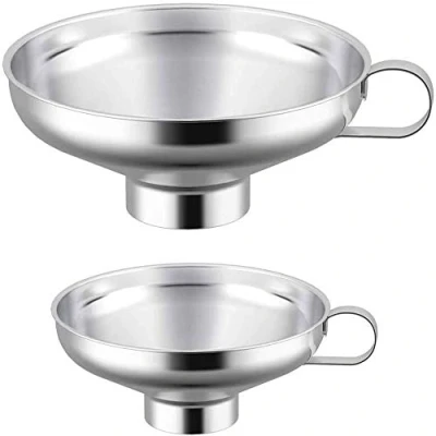 Imagen de 2 Piezas Embudos de Enlatado, Mermelada Acero Inoxidable, Embudo Boca Ancha, Ancha Inoxidable Para Transferir Polvo, Frijoles y (Pequeños Grandes)