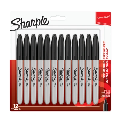 Imagen de Sharpie Marcador Permanente Negro Fino 12pc