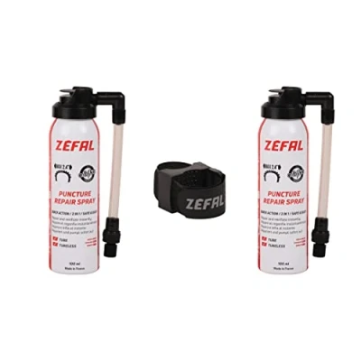 Imagen de ZEFAL Pack Repair Spray con Fijación Bomba Antipinchazos Bicicleta y Reparación 2 Botellas de 100 ml para Montar en