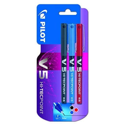 Imagen de Pilot V5 Rotulador tinta líquida (3 uds). Negro / Azul Rojo