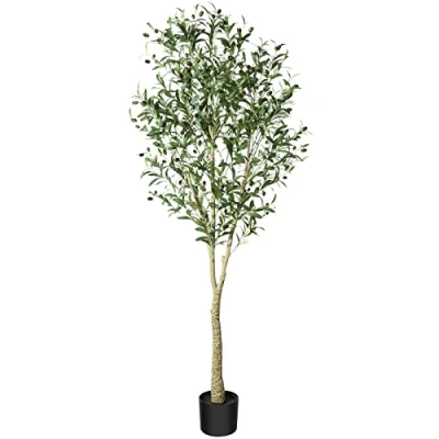 Imagen de CROSOFMI Olivo Artificial Planta 180cm Plantas Artificiales Decorativas Grande Árboles Plástico de Interior y Exterior Decoración para Hogar, Oficina,Casa,Balcón,Dormitorio
