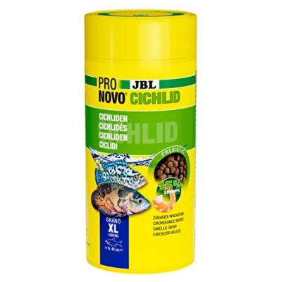 Imagen de JBL PRONOVO Cichlid Grano, alimento Principal para cíclidos de 15 25 cm, dosificador Clic, gránulos piensos Peces, Talla XL, 1000 ml