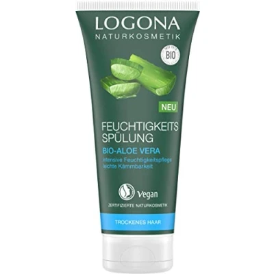 Imagen de LOGONA Naturkosmetik acondicionador hidratante de aloe vera orgánico, natural para cabello seco, hidratación intensa suave, peinado mejorado, vegano y sin silicona, 200 ml