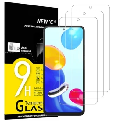 Imagen de NEW&#039;C 3 Piezas, Protector Pantalla para Xiaomi Redmi Note 11 4G (6,5 Pulgadas), 11S 4G, Cristal templado Antiarañazos, Antihuellas, Dureza 9H, 0.33 mm Ultra Transparente