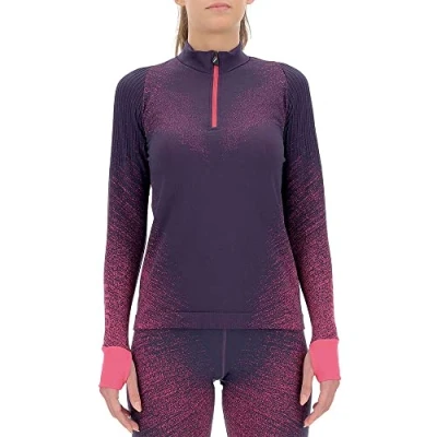 Imagen de UYN Running EXCELERATION Long SL.Zip UP T Shirt, Women&#039;s, Ciruela/milenrama Rosa, XL