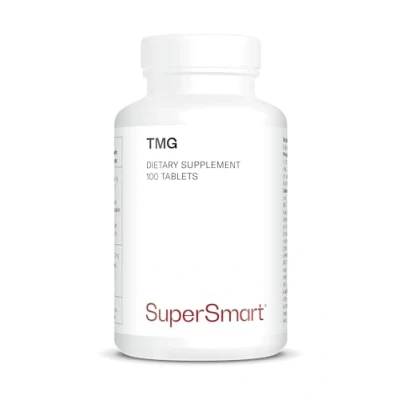 Imagen de SuperSmart TMG Betaína Anhidra Trimetilglicina Apoya a un Sistema Cardiovascular Saludable Contra la Homocisteína Vegan Sin OMG Gluten 100 Comprimidos