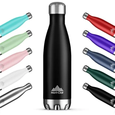 Imagen de Mont Clair H2O Botella agua Acero Inoxidable Termica sin BPA, 12h de Bebida Caliente y 24h Fría, Termo con pared Doble Aislamiento, Isotermica 750ML Nera