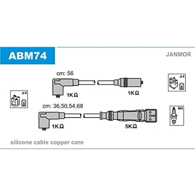 Imagen de JANMOR ABM74 Juego de Cables Encendido SKODA: Octavia I Hatchback, 1 Combi