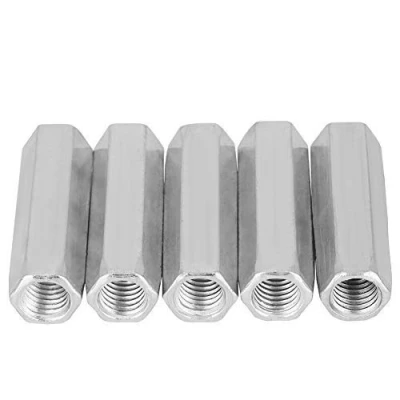 Imagen de 5pcs M10 Tuerca larga varilla de acero al carbono Tuercas Hexagonales acoplamiento Buje Sujetadores roscados (M10*50)