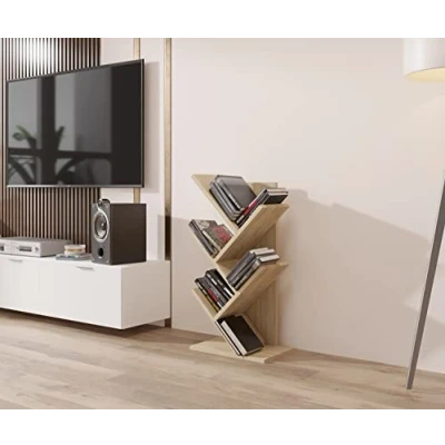 Imagen de ComfortCove Estantería de árbol, Librería en Forma Librero Escritorio, Estante Pie para Libros, Vertical salón, Oficina Casa, 5 estantes, Sonoma