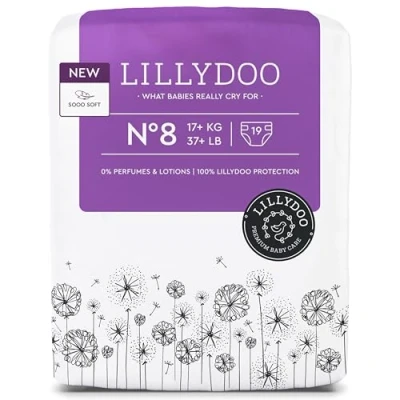 Imagen de Pañales LILLYDOO delicados con la piel talla 8 (17+ kg), 15 unidades, protección contra fugas, suaves, sin perfumes ni lociones y dermatológicamente probados
