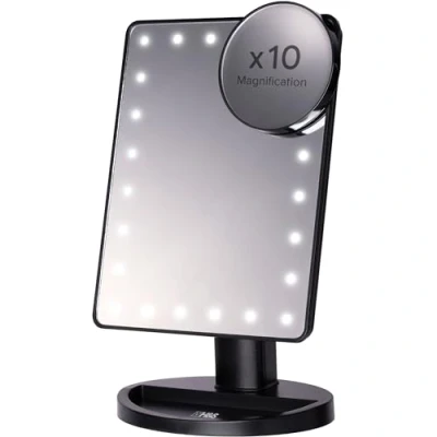 Imagen de H&amp;S Espejo Maquillaje con Luz LED Brillante Espejos para Tocador Iluminado Ajustable Incluye Redondo Pequeño Aumento de 10X Makeup y Skin Care