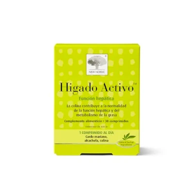 Imagen de New Nordic Higado Activo Complemento Alimenticio 30 Comprimidos Metabolismo De La Grasa Funcion Hepática Natural
