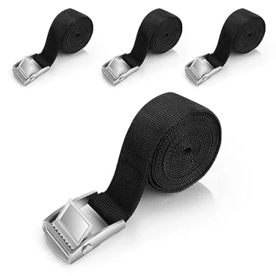 Imagen de 4 Pcs Correa de Amarre Correas Fijación,Cinchas con Hebilla,Cinchas Sujeción Hebilla Ajustable,Negro para Baca Coche Moto Automóviles (25 mm x 2 m Black)