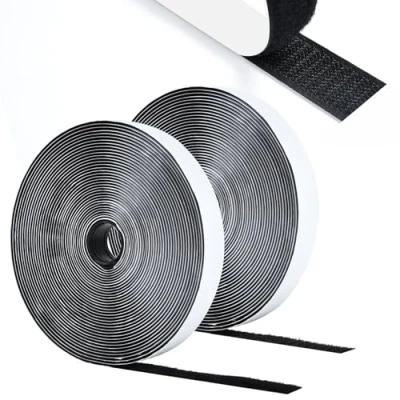 Imagen de Romon Belcro Adhesivo Doble Cara,5M Fuerte Hook y Loop Auto Adhesivo,20mm Ancho Reutilizable Nylon Cinta Cara para Oficina, Mosquiteras,Doméstica,Negro