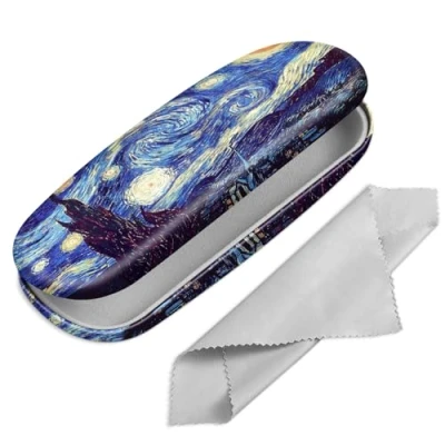 Imagen de Fintie Funda Gafas Rigida, Portátil Cuero y Sintético Estuche Rigido con Pañuelo Limpia para Mujeres Hombres