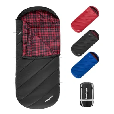 Imagen de KingCamp XL Saco de Dormir Franela Extra Grande Ligero Super Cómodo Invierno Calído Adulto para Camping,Viaje,Aire Libre