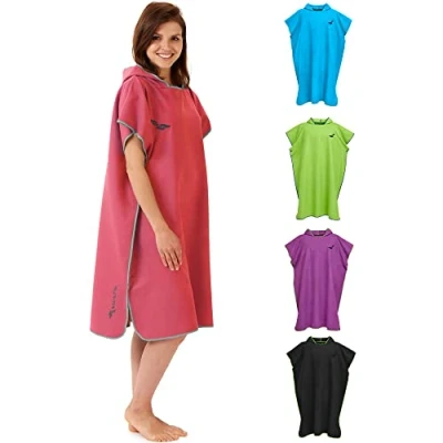 Imagen de Fit Flip Poncho de Surf para Hombres y Mujeres Ligero, Compacto Secado rápido Toalla Adulto Playa, con Capucha Color: Coralino Gris Tamaño: L