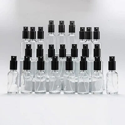Imagen de YIZHAO Transparente Bote Spray Pulverizador Cristal 30ml, Pequeño con Fina Niebla, para Aceite Esencial, Aromaterapia, Perfume,Limpieza, Viaje, Agua,Farmacia, Laboratorio 24Pcs