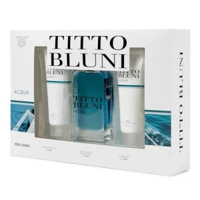 Imagen de TITTO BLUNI Acqua Uomo, Estuche de Regalo Hombre, Colonia 75 ml + After Shave Gel Baño ml, Eau Toilette Masculina, Aroma Especiado e Intenso, Fragancia Atractiva y Duradera