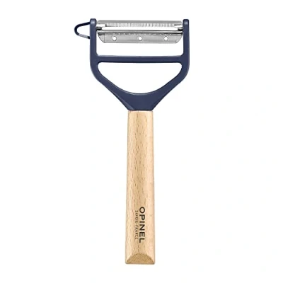 Imagen de Opinel Pelador T DUO Mango de Madera Haya Doble Hoja Acero Inoxidable Verduras, Preparación en Juliana Ideal para Diestros y Zurdos Azul