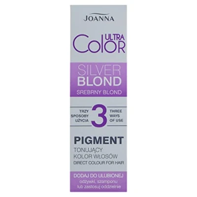 Imagen de JOANNA Pigmento de Color Ultra para el cabello, neutralización los tonos amarillos no deseados, se puede aplicar 3 maneras, con champú acondicionador por separado, rubio plateado,