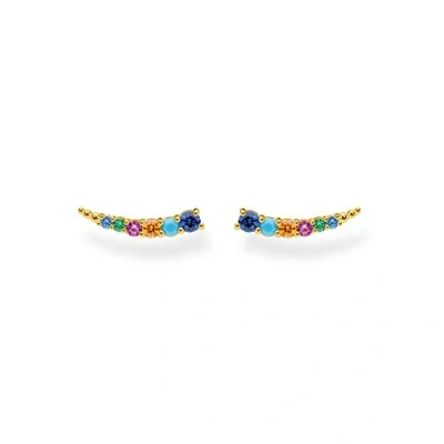 Imagen de THOMAS SABO Pendientes Trepadores Piedras de Colores Plata Chapada en Oro H2158 488 7, Oro/Multicolor