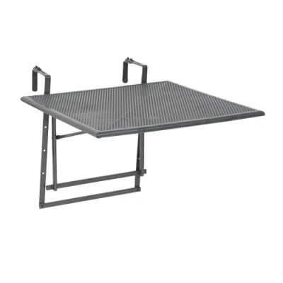 Imagen de Greemotion mesa de balcón plegable modelo «Toulouse», para colgar en la barandilla del balcón, altura regulable, aprox. 70 x 47 79 88 cm, gris hierro