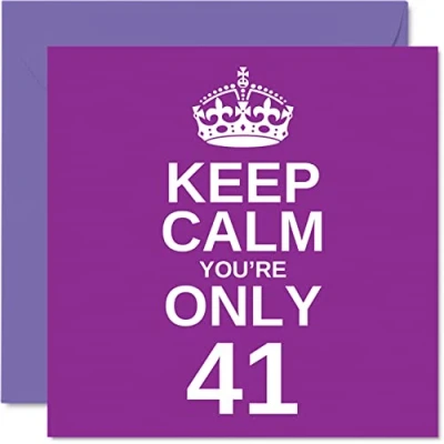 Imagen de Divertidas tarjetas de cumpleaños número 41 para hombres y mujeres, con texto en inglés &quot;Keep Calm&quot;, divertida tarjeta feliz hermano, madre, abuelo, hermana, papá, niñera, abuela,