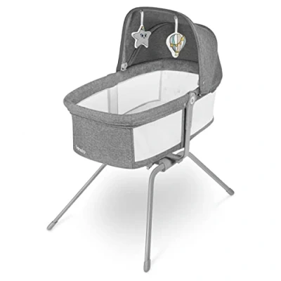 Imagen de lionelo Malin EVO Cuna de Viaje para bebé con colchón, 0 a 9 kg, Dosel mosquitera, Plegable, Sistema balancín, reclinable, Montaje rápido (Beige Natural)