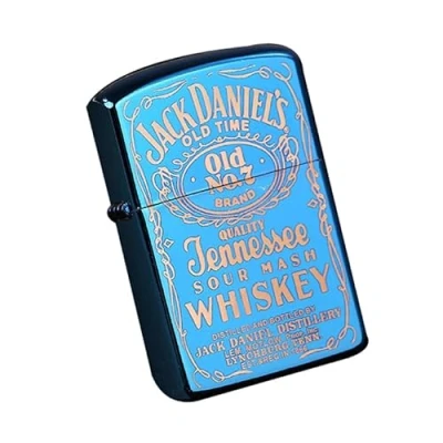 Imagen de junweideyi Encendedor de regalo estilo chino, reemplazable para Zippo (solo funda), tamaño inserto compatible: 3,6 cm x 1,2 5 cm, carcasa más ligera (azul)