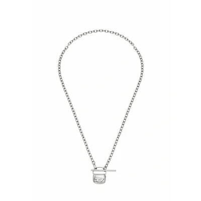 Imagen de Diesel Collar de hombre acero inoxidable con cierre basculante, Gris Plata