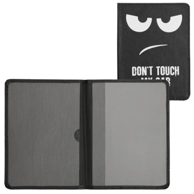 Imagen de kwmobile Funda para permiso de circulación coche cuero sintético 10.5 x 14.8 CM Don&#039;t touch my car blanco/negro