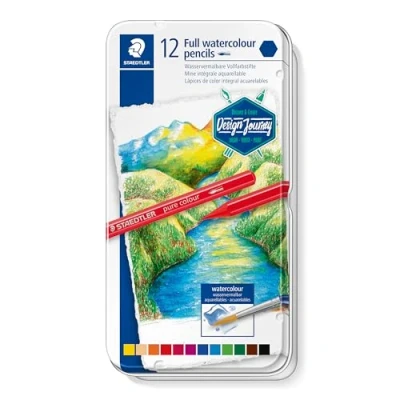 Imagen de STAEDTLER 14610G M12 Design Journey. Caja metálica con 12 lápices acuarelables de colores surtidos.