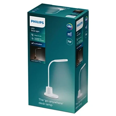 Imagen de Philips Lámpara LED de mesa tipo Flexo Hat 4.5W con 3 escenas luz (3000, 4000 y 5700K) Carga USB