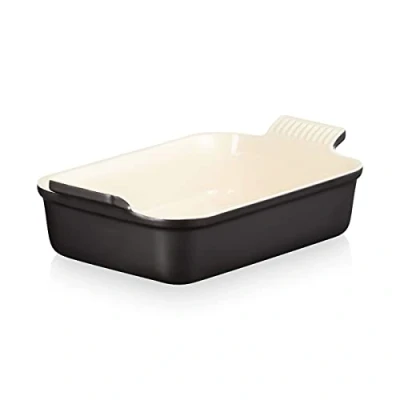 Imagen de Le Creuset Bandeja rectangular Heritage de cerámica gres, 26 cm, 2.4 L, Negro Mate, 71102260000001