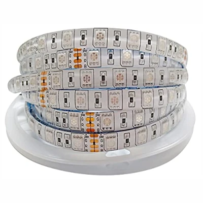 Imagen de Tesfish Tiras LED RGB 24V, 5M Tira de Luces 5050 IP65 Impermeable 300 LEDs que cambia Color Luz para Dormitorio, Decoración Cocina