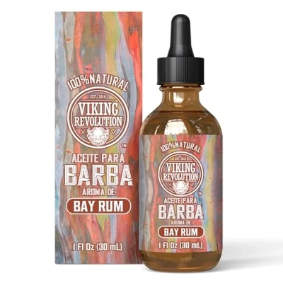 Imagen de Viking Revolution Aceite Barba Hombre Aceites de Argan y Jojoba Favorece el Crecimiento la Suaviza Fortalece Bigote los Hombres Aroma Ron Bahía 30 ml