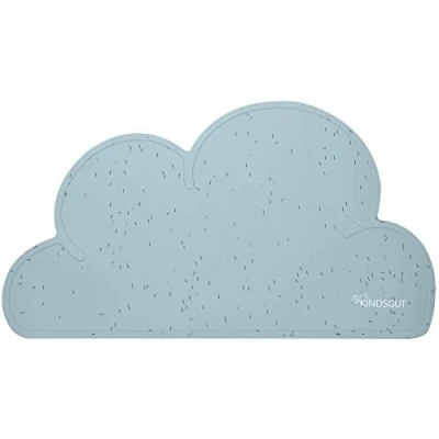Imagen de Kindsgut Salvamantel Infantil en Forma de Nube, Mantel Individual, Base con diseño y Colores sutiles, sin BPA, Streusel, Aguamarina